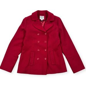 Levi's Jacket‎ Women's Large Red Pea Coat Double Breasted Lined Vintage